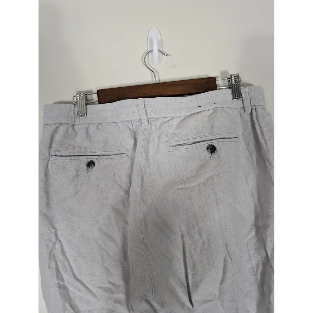 Banana Republic 34/32 Mason Athletic Tapered Pants Mens Gray Drawstring Linen